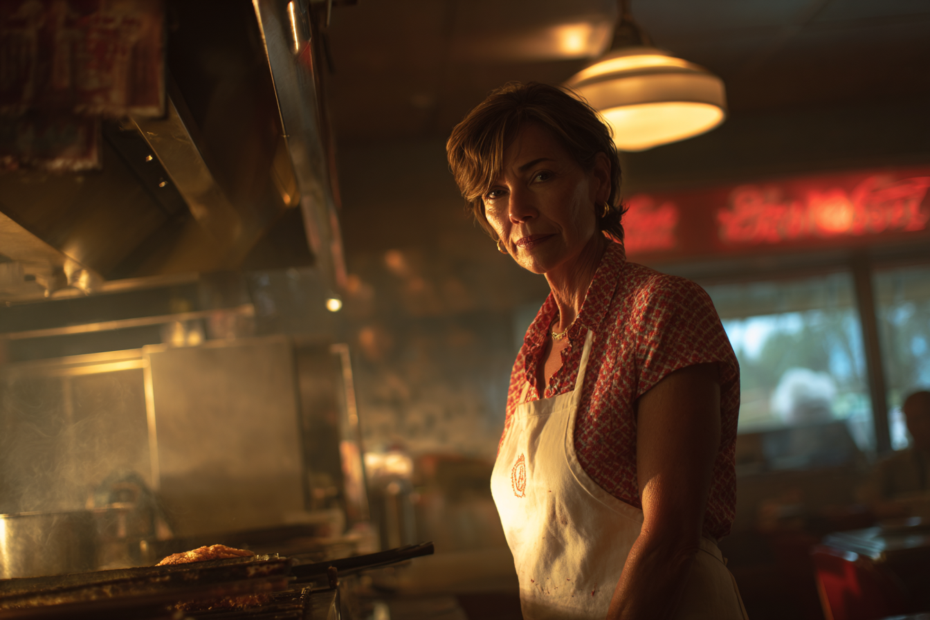 An older woman in a diner | Source: Midjourney