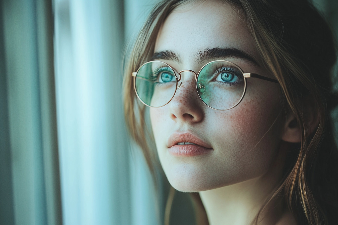 A woman looking outside a window | Source: Midjourney