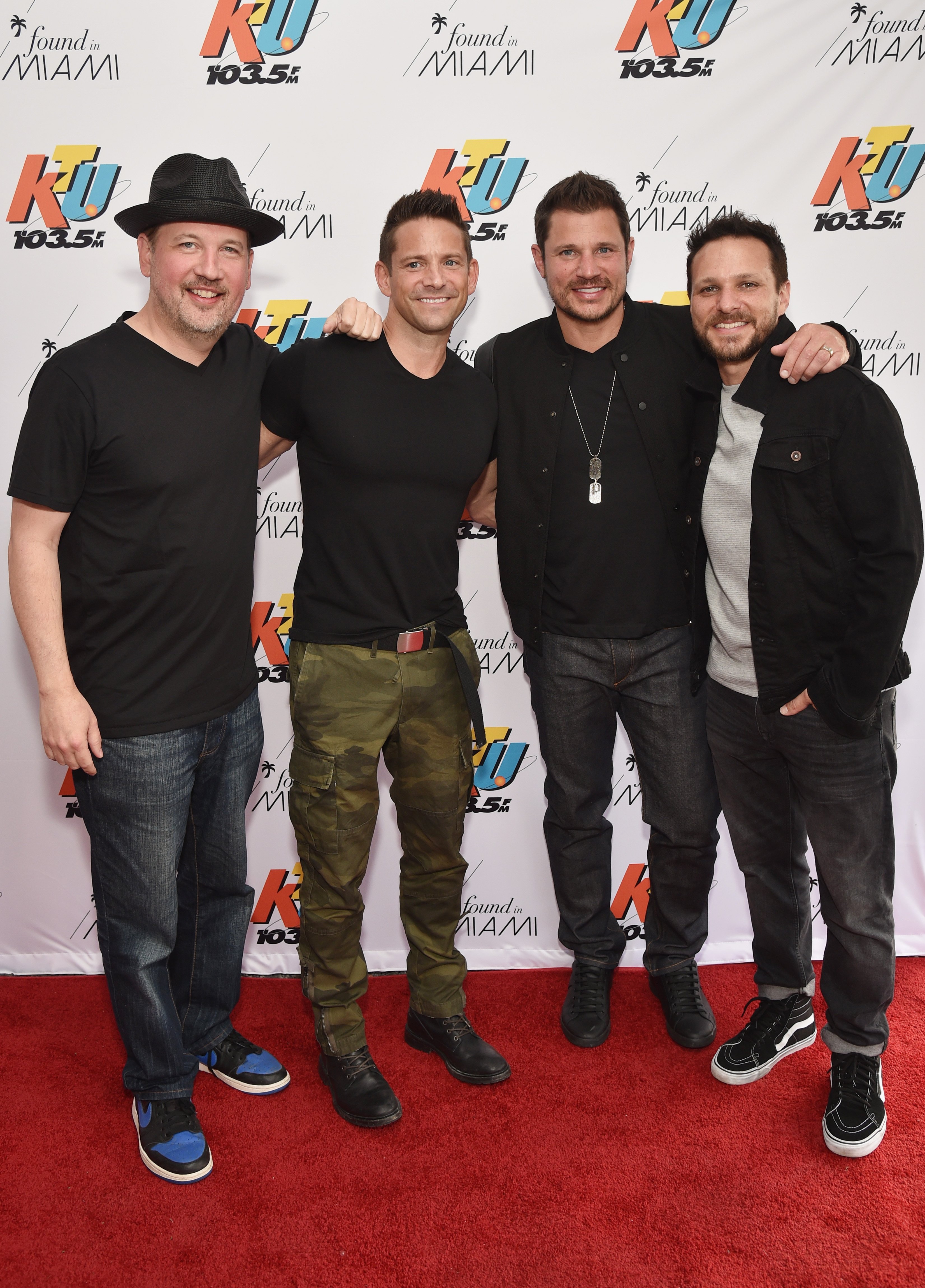 Justin Jeffre, Jeff Timmons, Nick Lachey and Drew Lachey of 98 Degrees attend 103.5 KTU's KTUphoria on June 16, 2018, in Wantagh City. | Source: Getty Images.