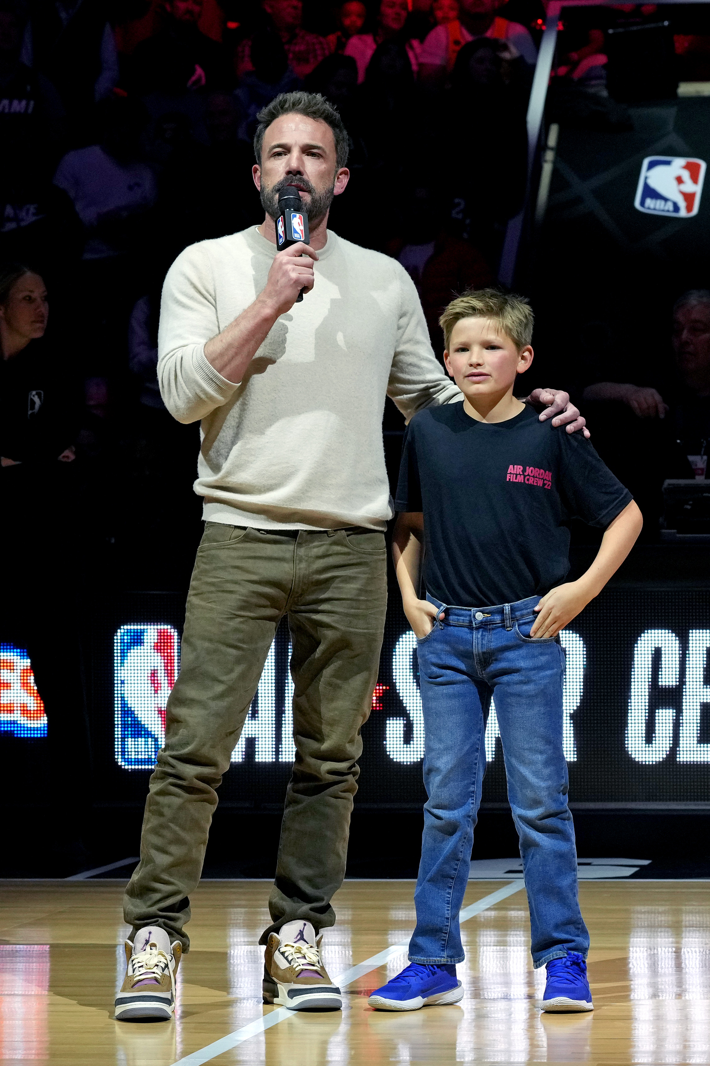 Ben Affleck and Samuel Garner Affleck at the Ruffles Celebrity Game during the 2023 NBA All-Star Weekend on February 17, 2023, in Salt Lake City, Utah. | Source: Getty Images