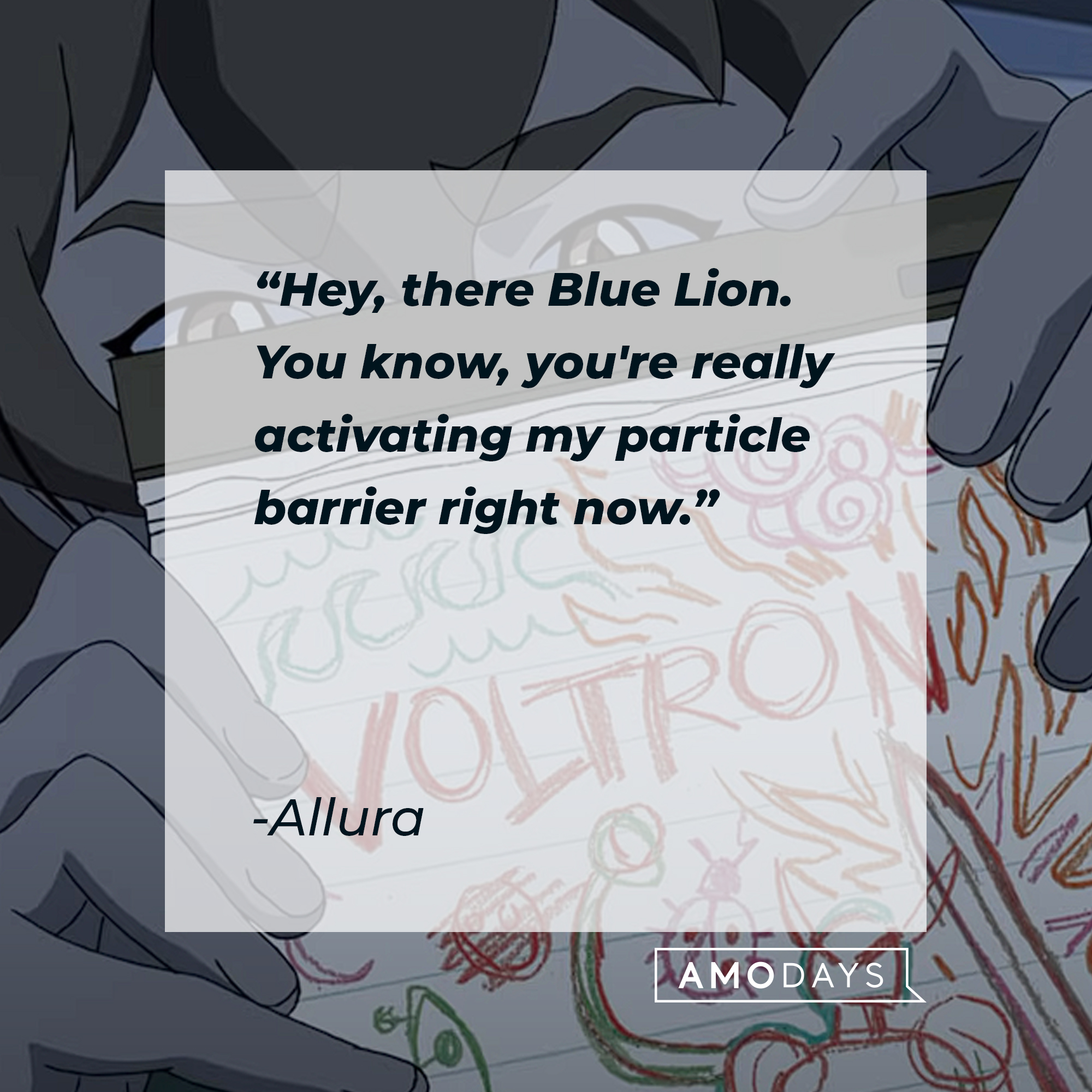 Allura's quote: "Hey, there Blue Lion. You know, you're really activating my particle barrier right now." | Source: youtube.com/netflixafterschool