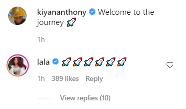La La Anthony commenting under her son, Kiyan's post on Instagram | Photo: Instagram/kiyananthony
