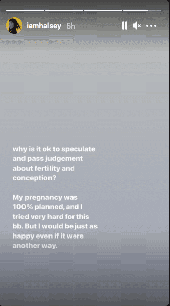 Halsey's post about her journey to her first pregnancy on March 1, 2021 | Photo: Instagram Story/iamhalsey