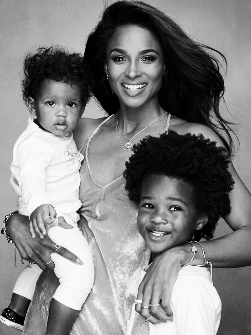 Ciara smiling in a black-and-white portrait with her sons, Win Wilson and Future Wilburn. | Source: Instagram/ciara