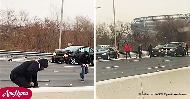 Armored truck scatters cash across New Jersey highway leading to multiple crashes