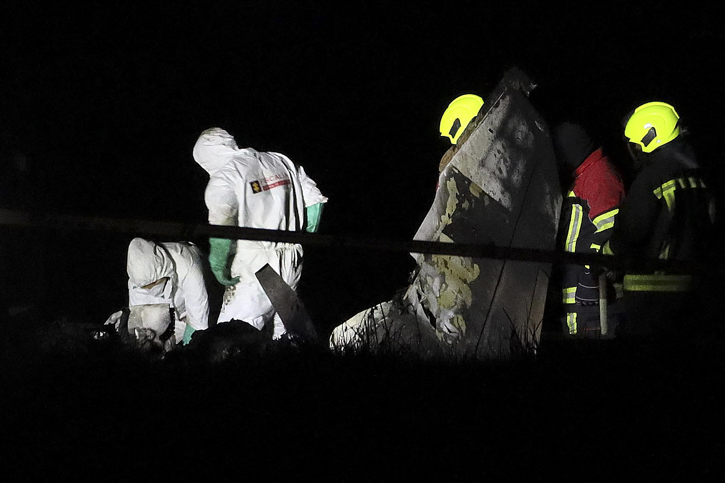 Emergency teams inspect the wreckage after a plane crash that killed six people, including singer Yeison Jiménez, in Colombia on January 10, 2026 | Source: Getty Images