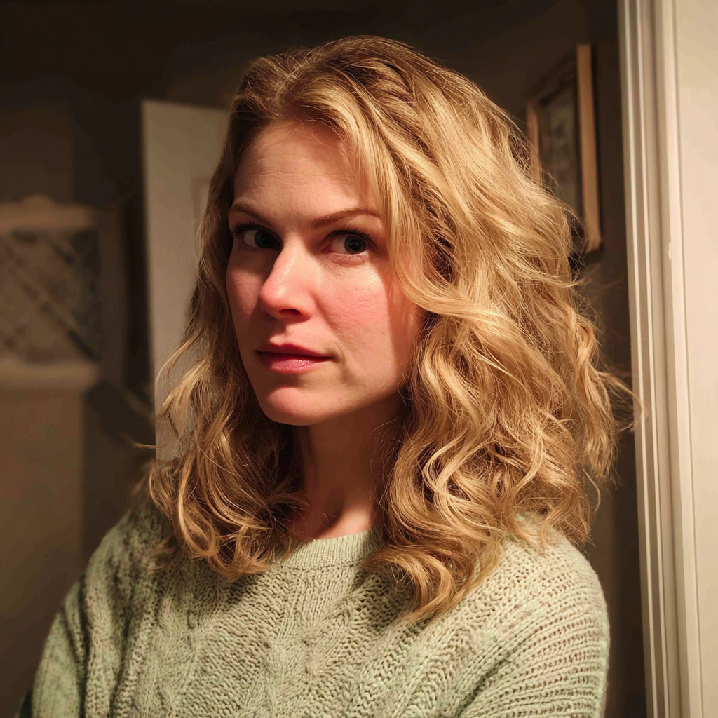 A woman wearing a green sweater | Source: Midjourney