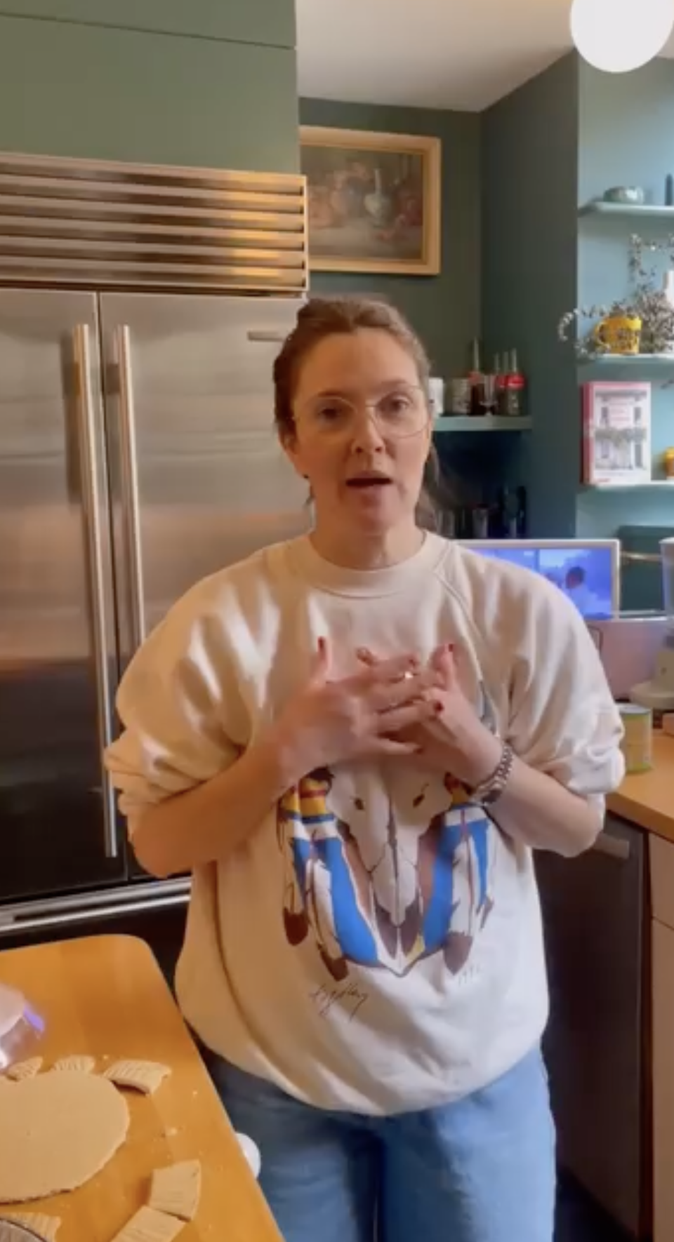 Inside Drew Barrymore's kitchen from a post dated February 4, 2025. | Source: Instagram/drewbarrymore