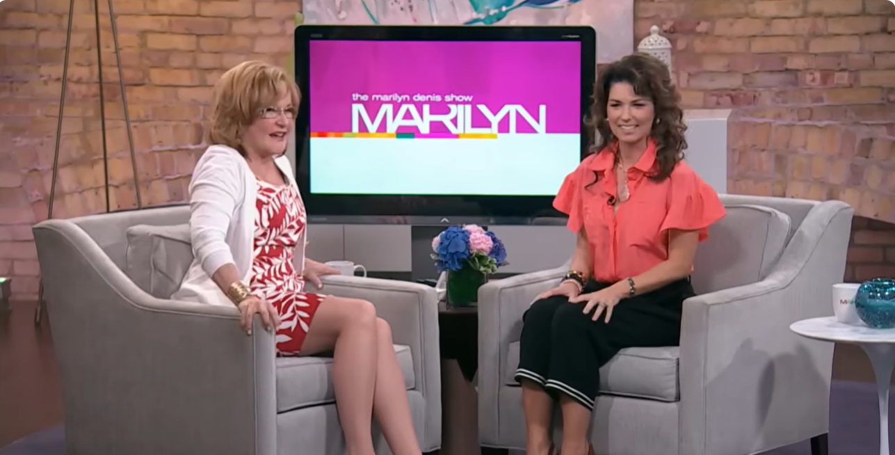 Shania Twain appears on The Marilyn Denis Show in 2011, where she recalled learning about her then-husband Robert "Mutt" Lange's alleged affair after Frédéric Thiébaud came to speak with her in person. | Source: YouTube/The Marilyn Denis Show