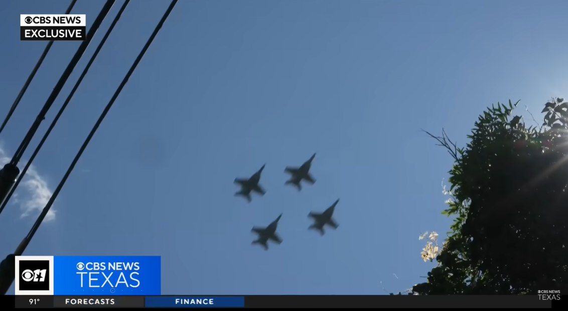 Four jets fly over Plains, Georgia, for Jimmy Carter's 100th birthday, posted on October 2, 2024 | Source: YouTube.com/CBSDFW