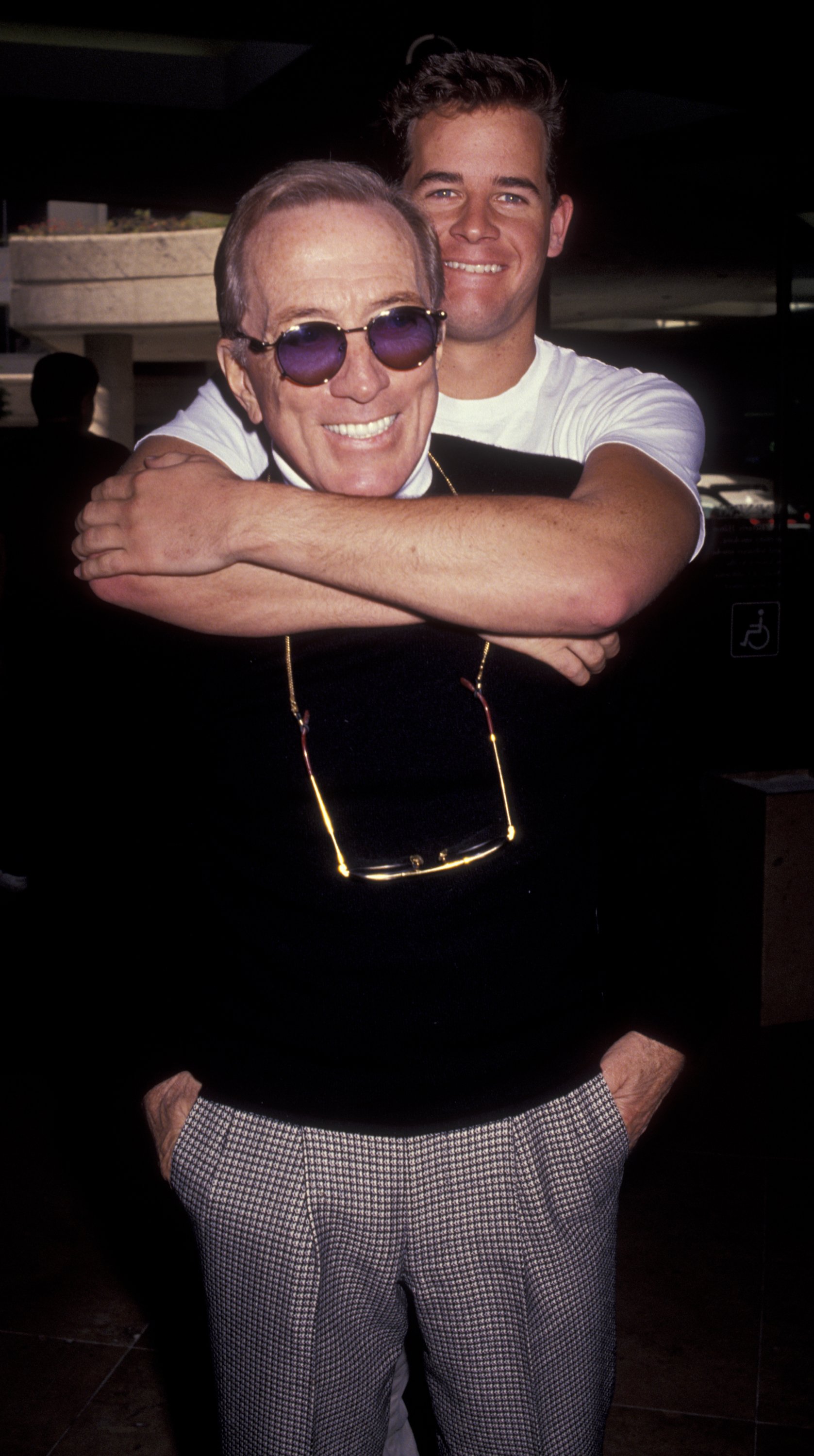  Andy Williams and son Robert Williams attend Eighth Annual American Cinema Awards on January 12, 1991 at the Beverly Hilton Hotel in Beverly Hills, California | Source: Getty Images 