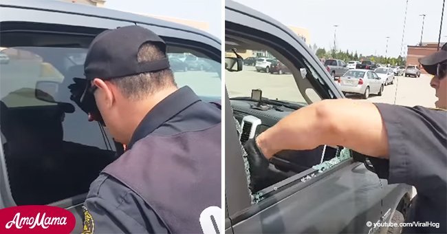 Officer finds little dog inside a hot car and rushes to help