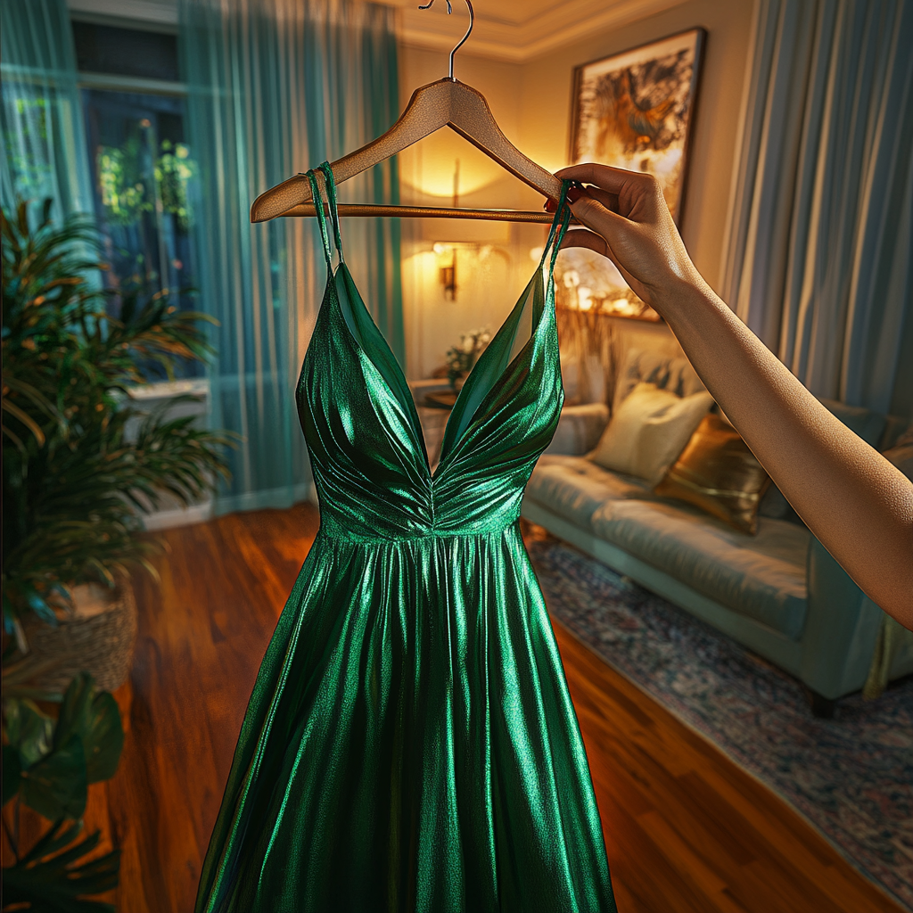 A person holding a party dress | Source: Midjourney