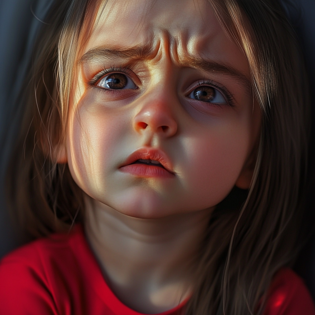 A teary-eyed little girl | Source: Midjourney