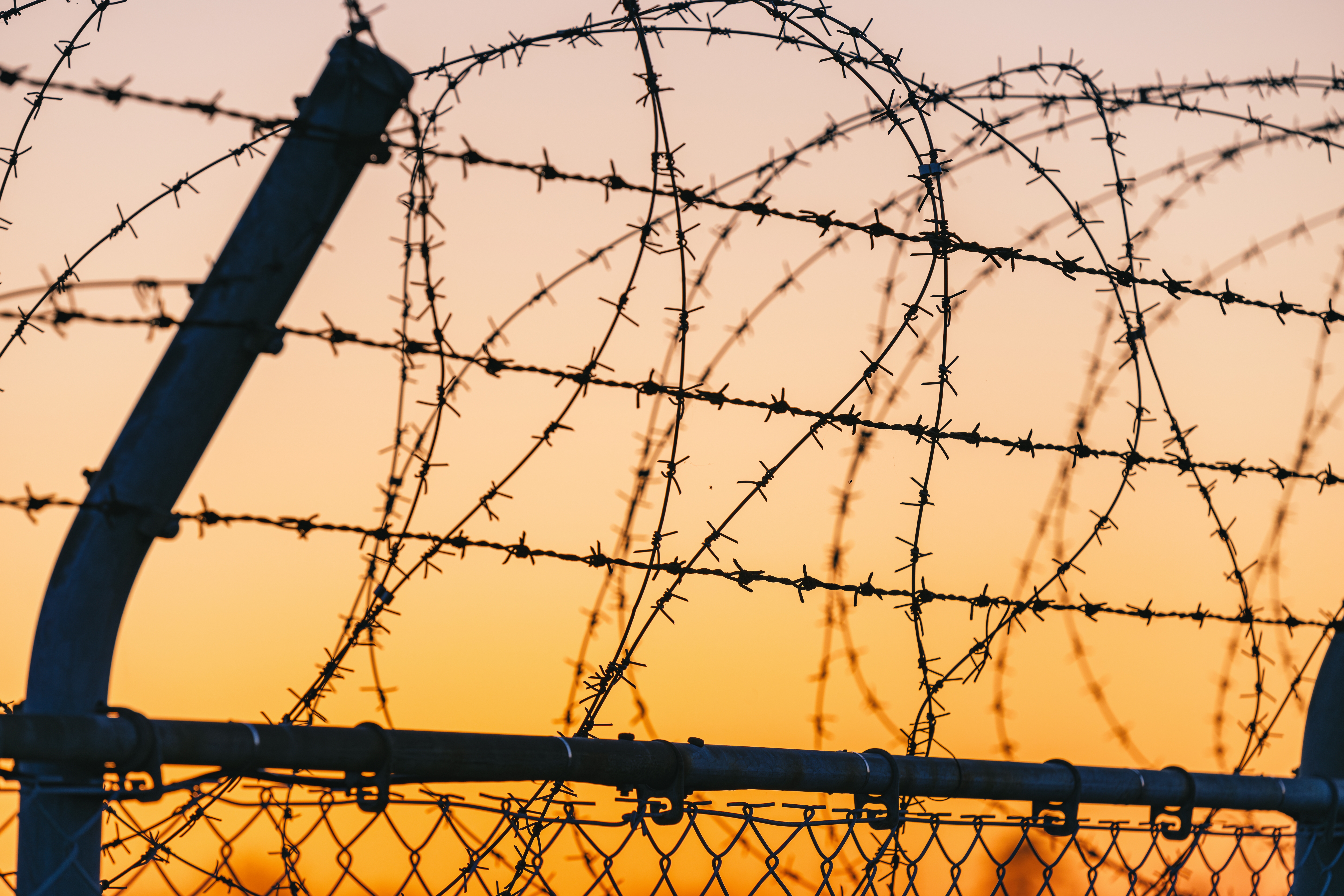 Sunset sky and barbed wire. | Source: Shutterstock