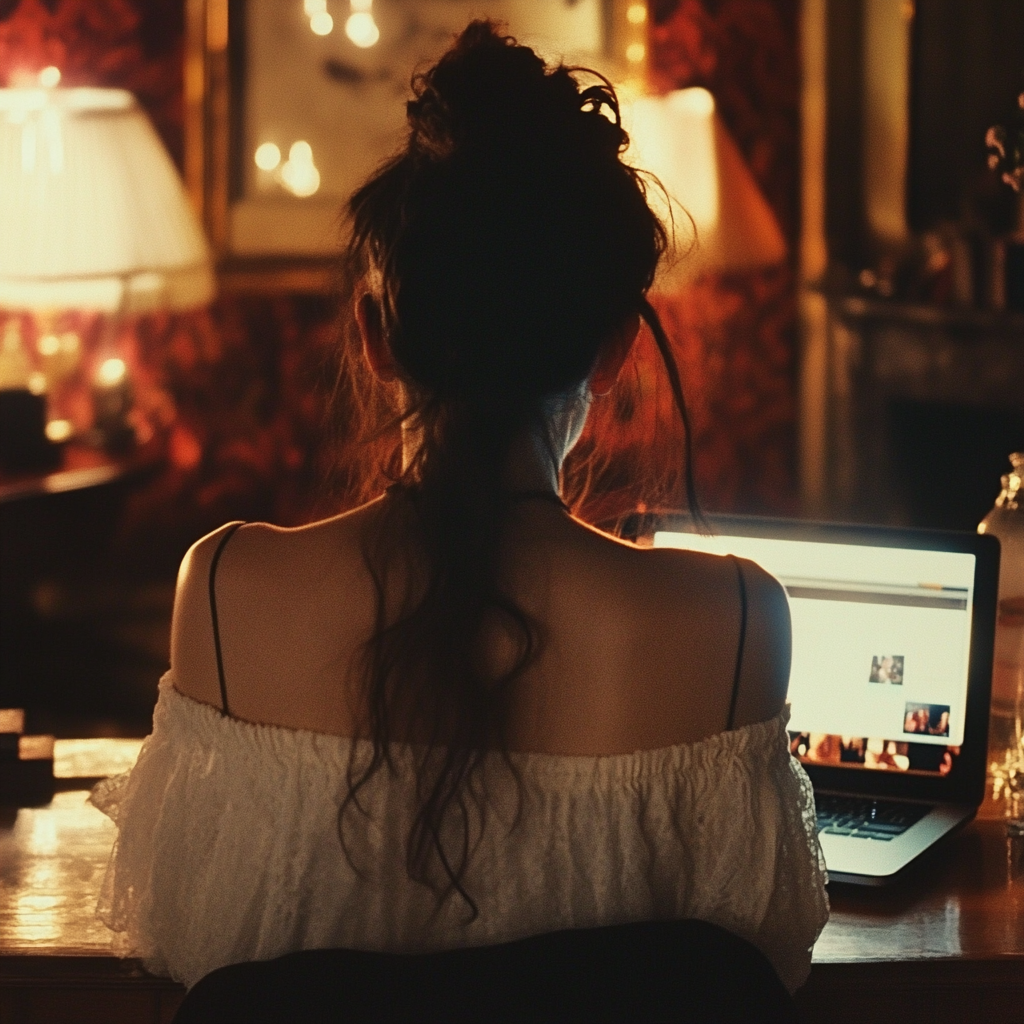 A woman seeing a laptop | Source: Midjourney