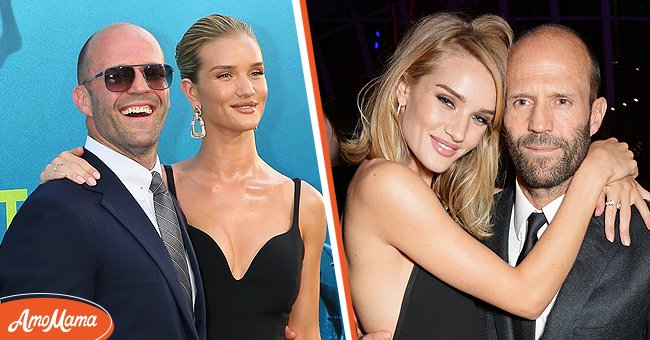 Rosie Huntington-Whiteley and Jason Statham attend Warner Bros. Pictures And Gravity Pictures' Premiere of 'The Meg' at TCL Chinese Theatre IMAX on August 6, 2018 in Hollywood, California [left]. Rosie Huntington-Whiteley and Jason Statham attend the Elle Style Awards 2015 at Sky Garden @ The Walkie Talkie Tower on February 24, 2015 in London, England [right] | Source: Getty Images