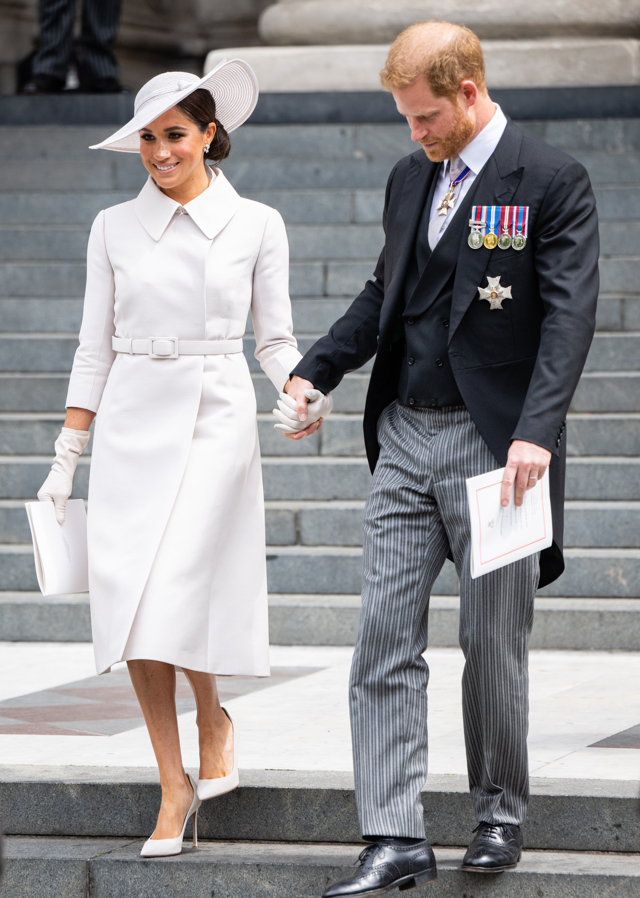 Duchess Meghan and Prince Harry at the National Service of Thanksgiving at St Paul's Cathedral on June 3, 2022, in London, England | Source: Getty Images