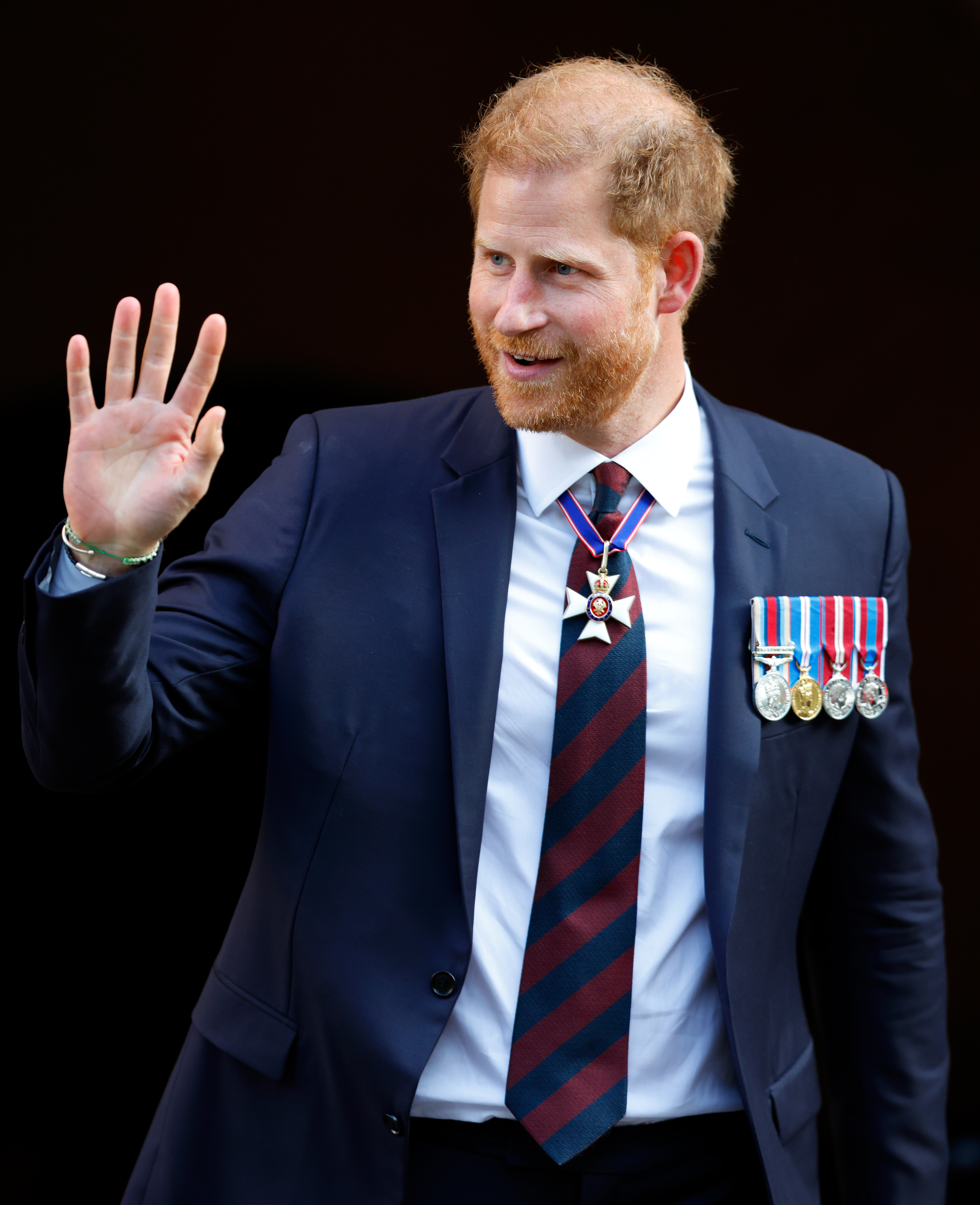 Prince Harry was seen wearing his KCVO Neck Order and Star at the Invictus Games Foundation 10th Anniversary Service at St Paul's Cathedral in London, England on May 8, 2024 | Source: Getty Images