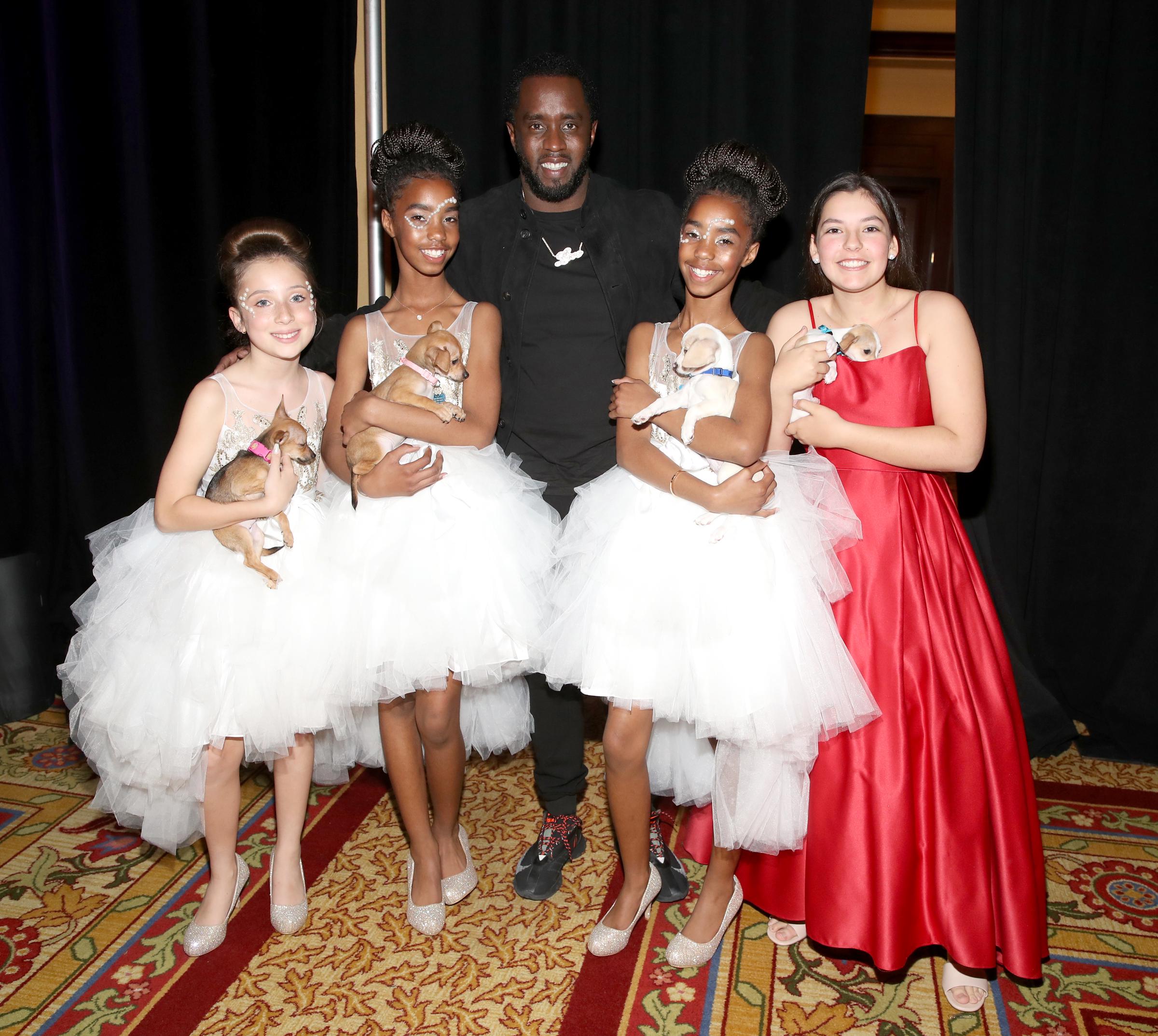 Ava Baroni, Jessie Combs, Sean Combs, D'Lila Combs, and Lily Felipe at the 5th Annual Ties & Tails Gala, "Mardi Paws" on March 16, 2019, in Westlake Village, California | Source: Getty Images