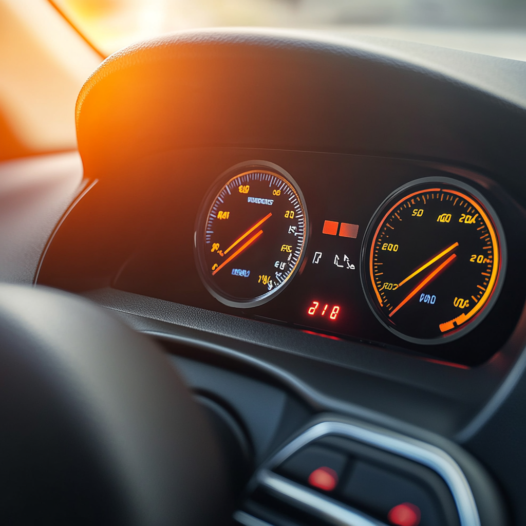 A dashboard panel of a car showing the car overheating | Source: Midjourney