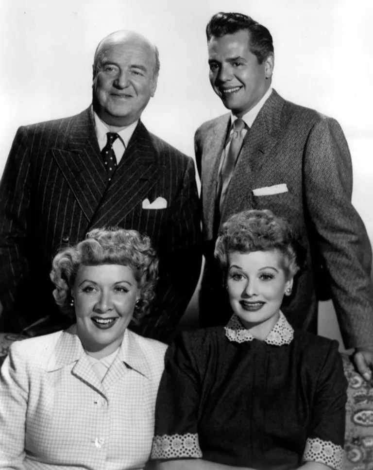 The cast of "I Love Lucy" -Sitting from left: Vivian Vance, Lucille Ball, Standing from left: William Frawley and Desi Arnaz circa the 1950s | Source: Getty Images