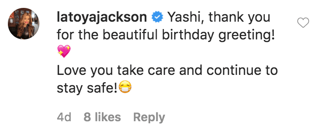 La Toya Jackson commented on Yashi Brown's birthday tribute to her and Rebbie Jackson | Source: Instagram.com/yashibrown