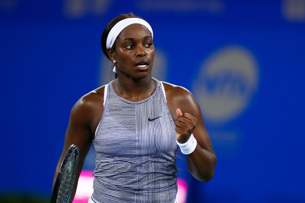 Tennis player Sloane Stephens of the United States in the first round match against Zhang Shuai of China on September 22, 2019 in Wuhan. | Photo: Getty Images