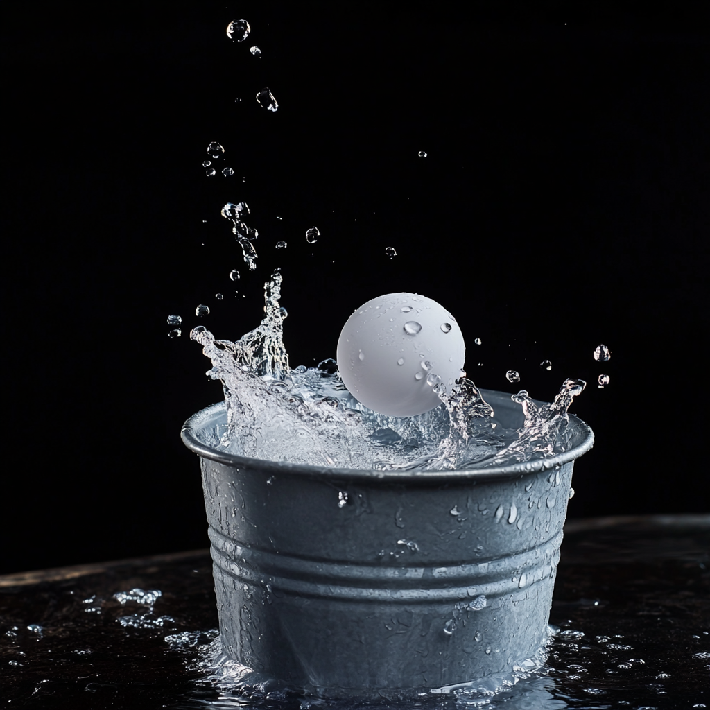 A ping-pong ball in a bucket | Source: Midjourney