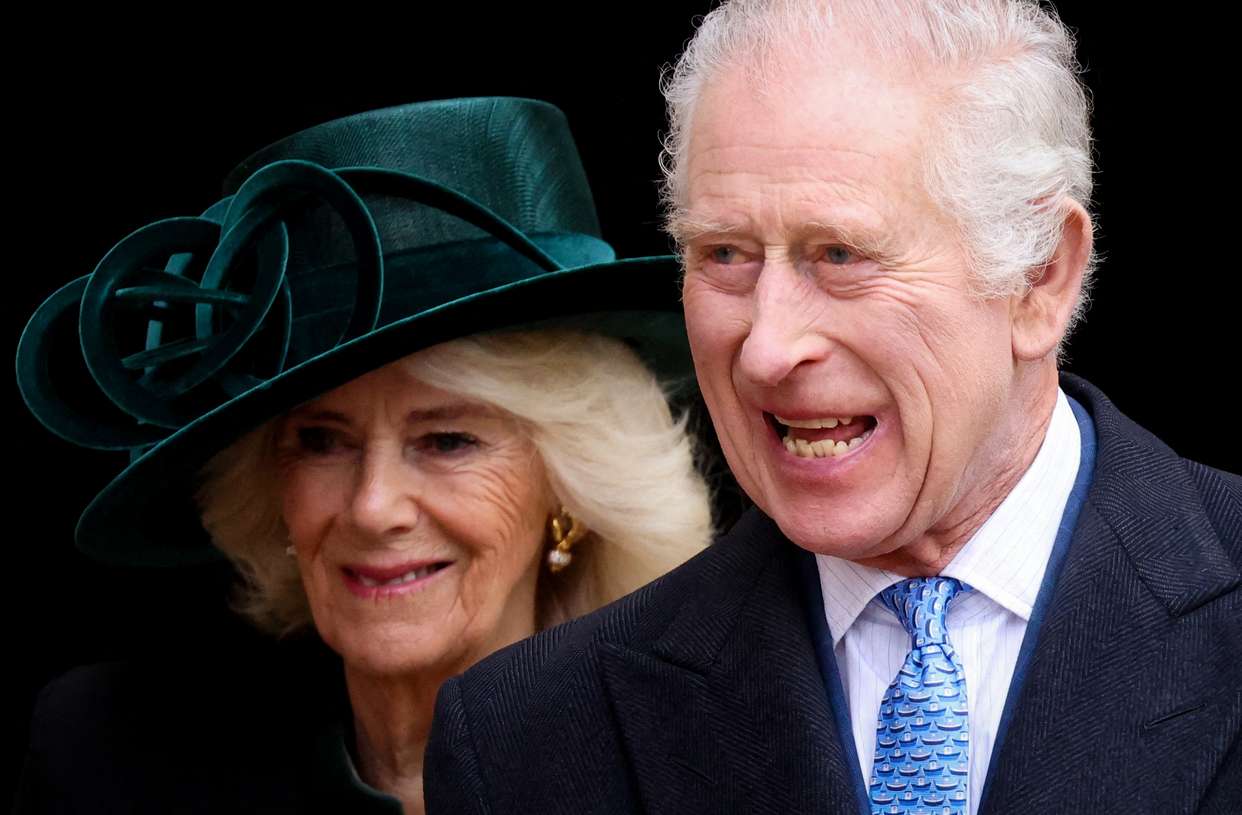 King Charles III, followed by Queen Camilla, reacts as he leaves St. George's Chapel at Windsor Castle after attending the Easter Mattins Service on March 31, 2024 | Source: Getty Images