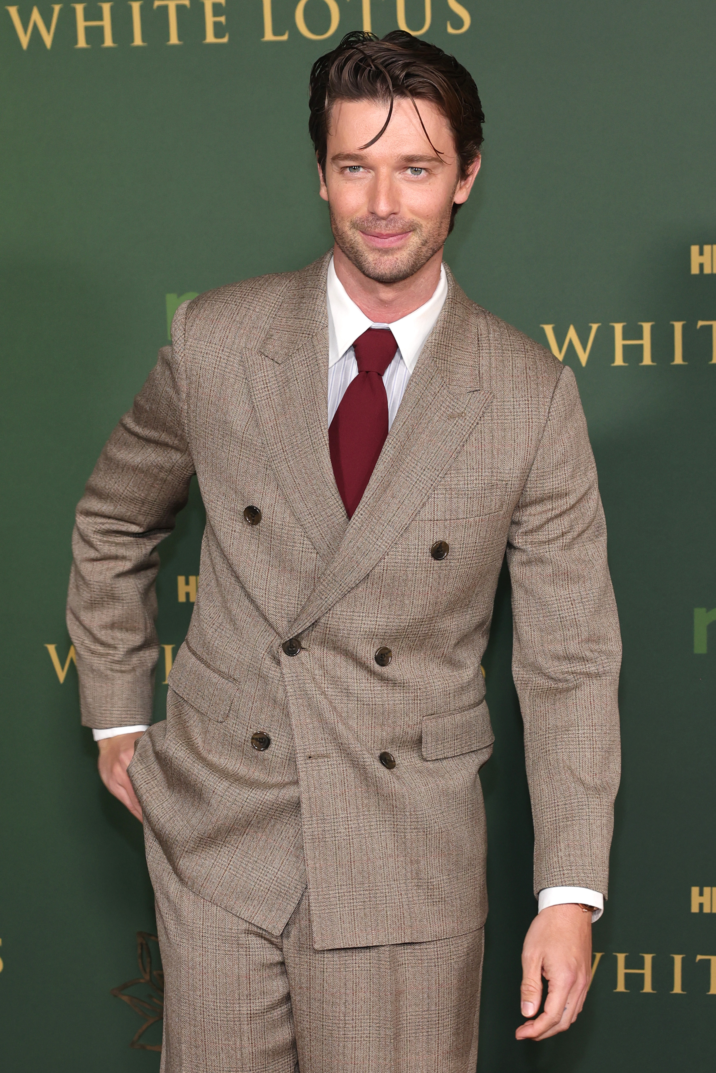 Patrick Schwarzenegger arrives at the Los Angeles Premiere Of HBO Original Series "The White Lotus" Season 3 at Paramount Theatre on February 10, 2025, in Los Angeles, California | Source: Getty Images