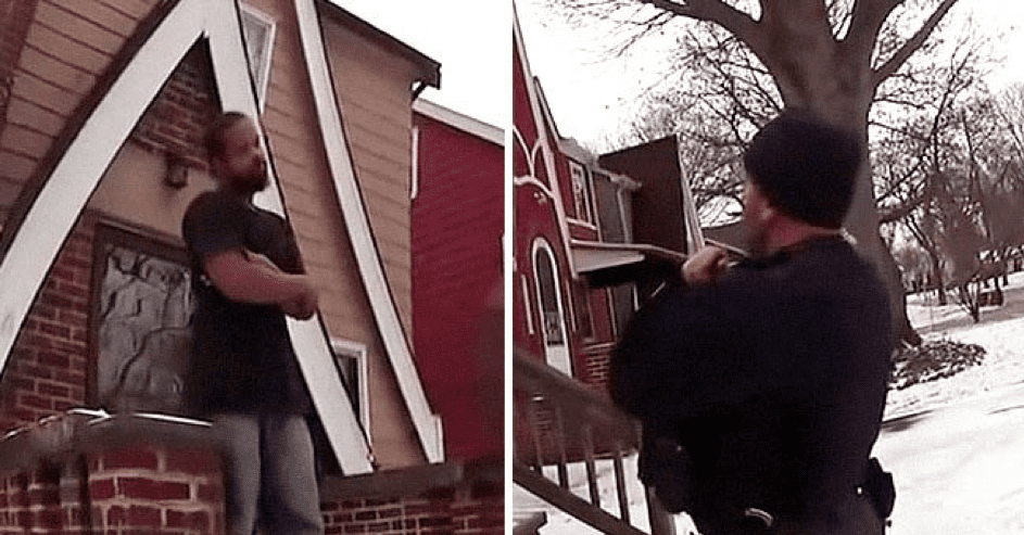 Ein Foto zeigt den Austausch zwischen einem Mann und einem Polizisten. | Quelle: Youtube.com/Atlanta Black Star