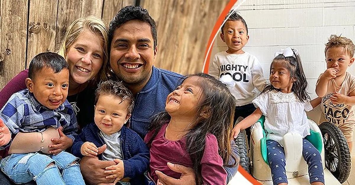 A couple embraces their blended family [main] Three happy siblings [inset] | Photo: instagram.com/addisyn_lopez