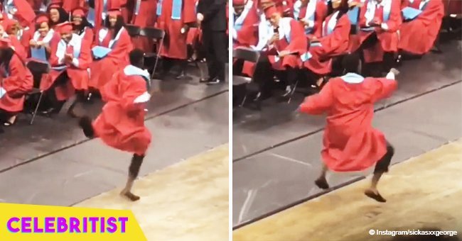 High school graduate dances after receiving diploma in viral video