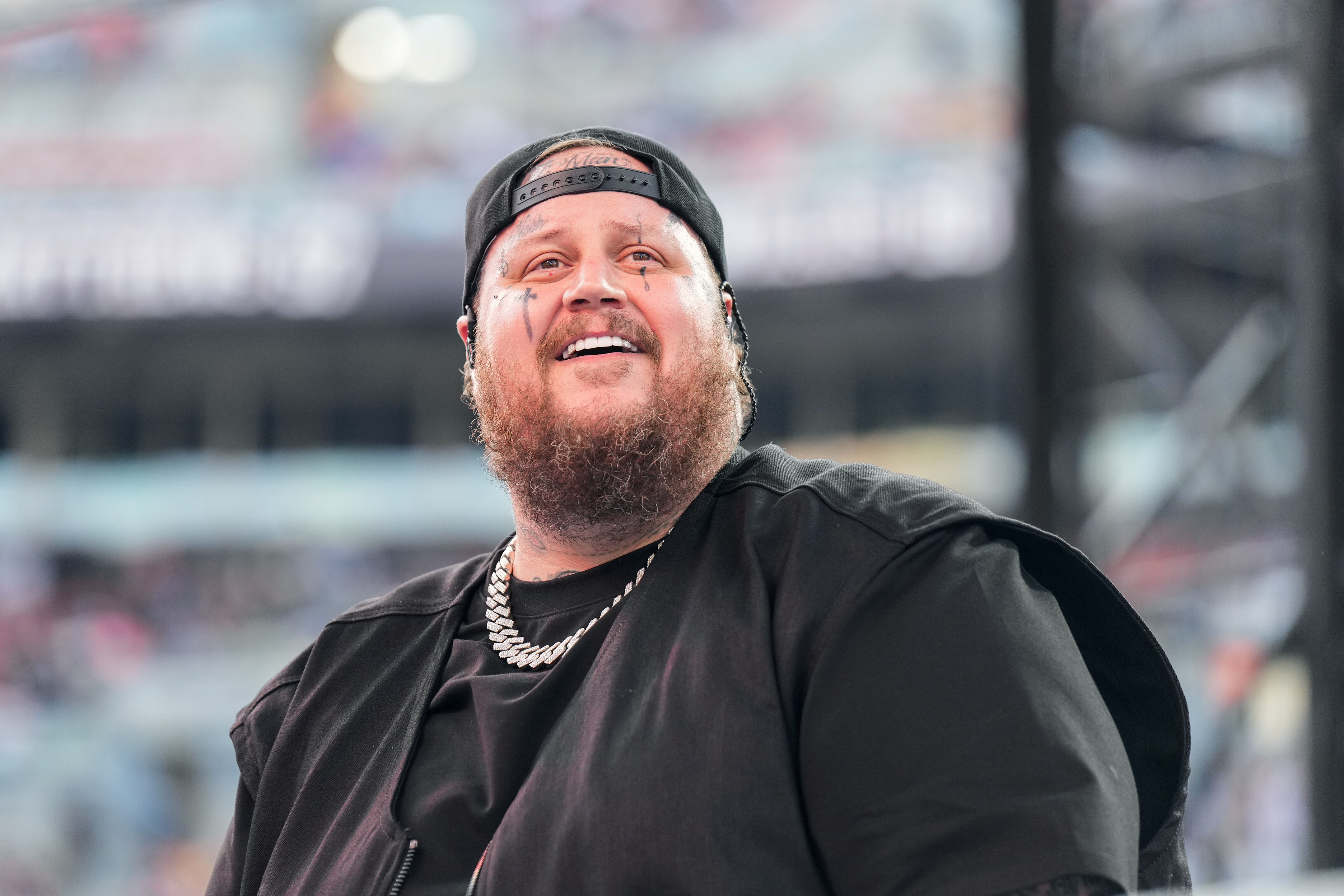 Jelly Roll performing during WWE SummerSlam 2024 at Cleveland Browns Stadium on August 3 in Cleveland, Ohio. | Source: Getty Images