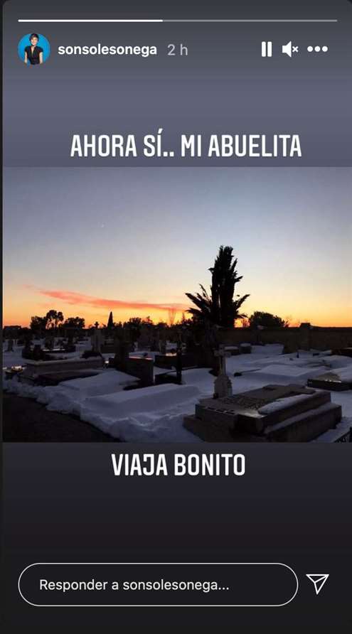 Imagen del atarder en el cementerio en las historias de Instagram de Sonsoles Ónega. | Foto: Instagram/sonsolesonega