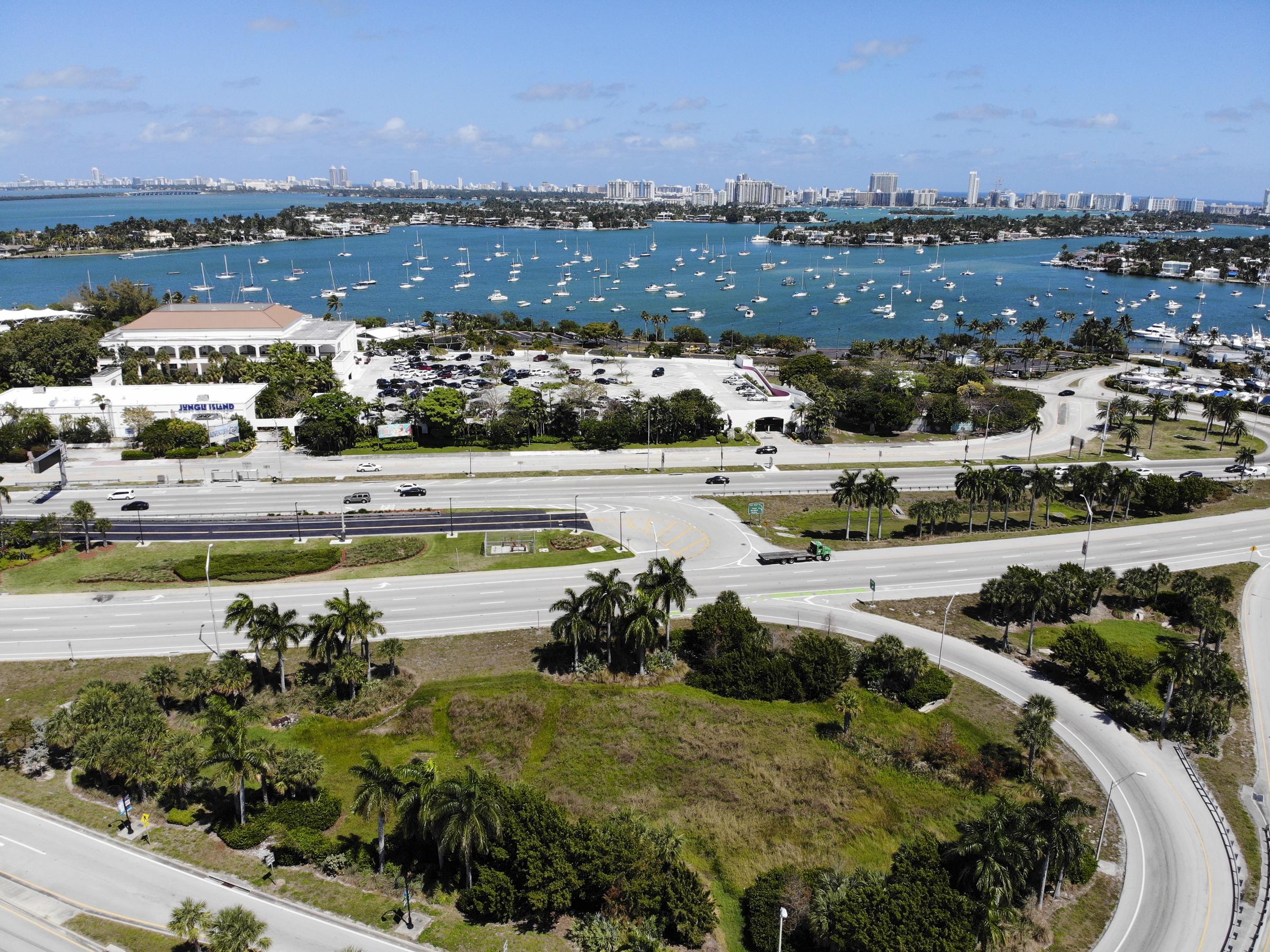 Aerial view of anchored boats off the Miami Yacht Club in Florida, on March 19, 2020. | Source: Getty Images