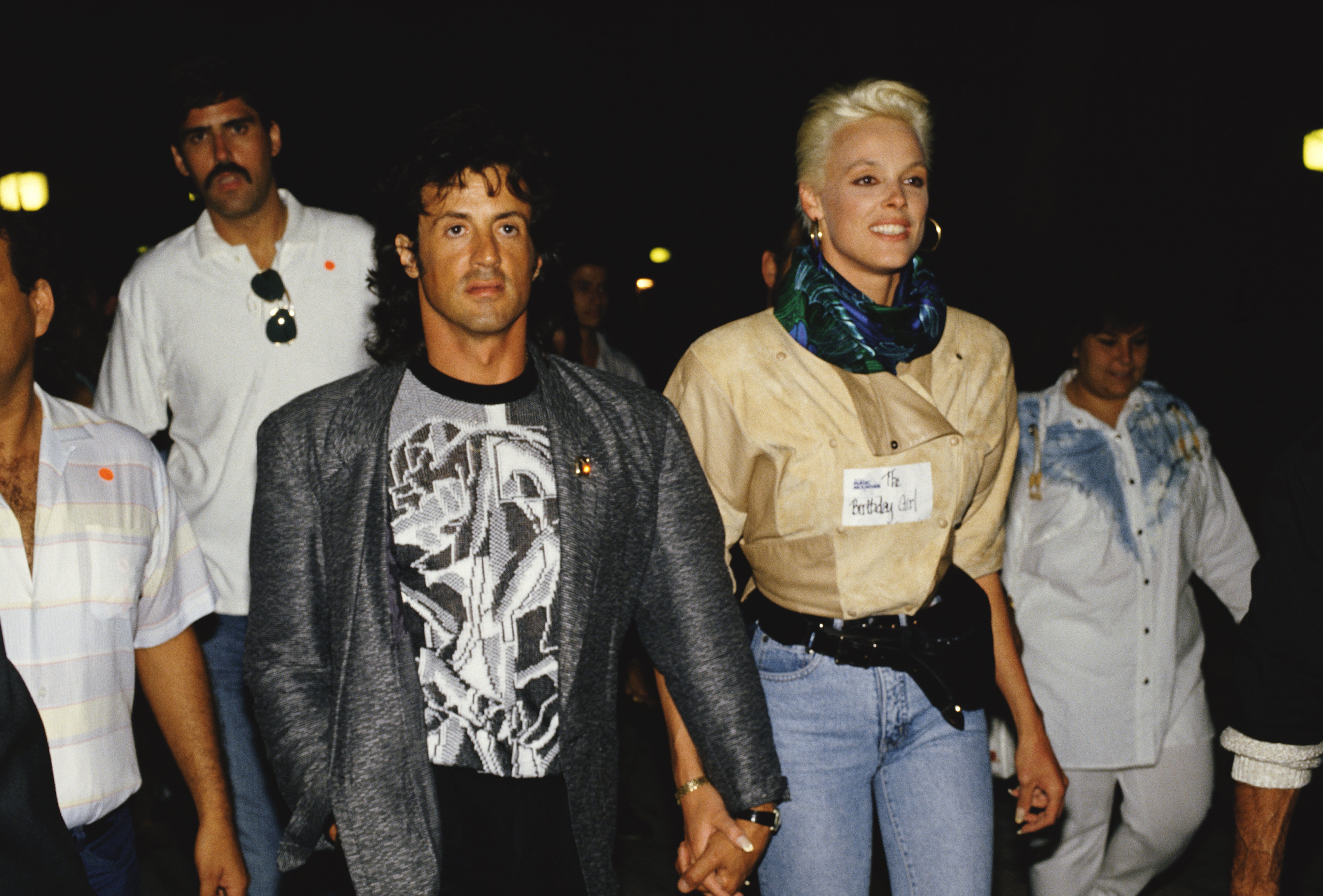 Sylvester Stallone and Brigitte Nielsen arriving at Demi Moore's 30th birthday party in Valencia | Source: Getty Images
