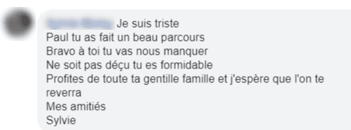 Commentaire d'un fan de Paule pour l'encourager | Photo : Facebook Commentaire d'un fan de Paule pour l'encourager | Photo : Facebook