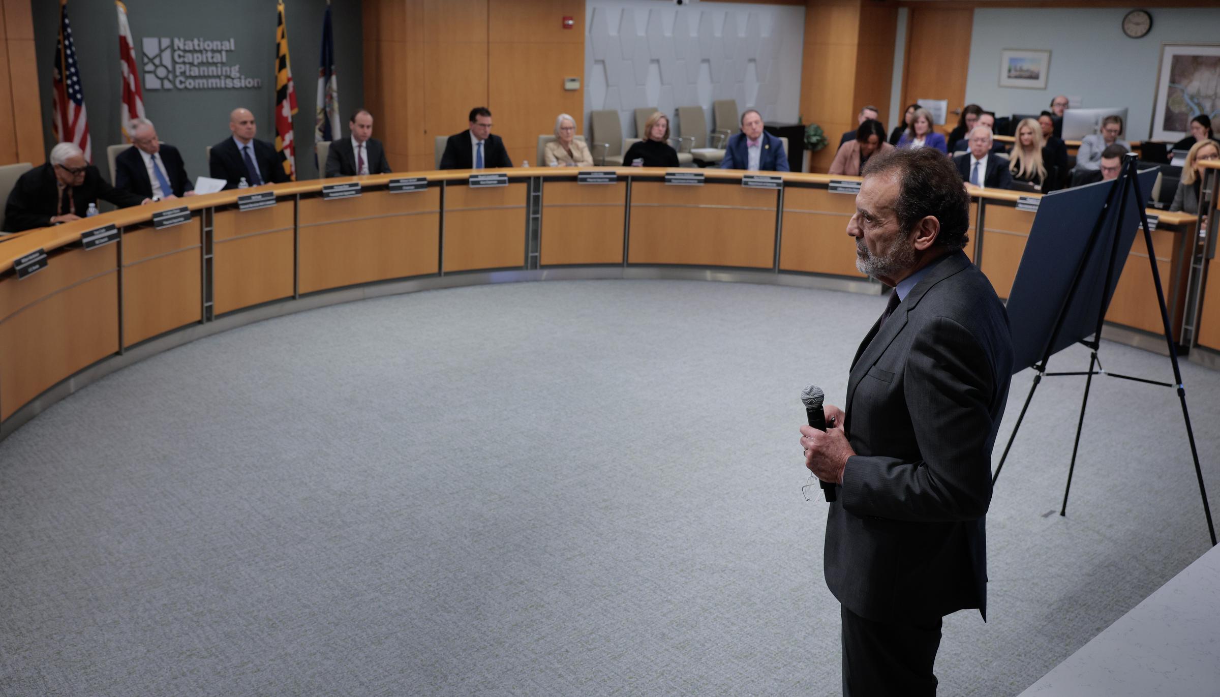 Architect Shalom Baranes speaking about the new $400 million ballroom at the White House to members of the National Capital Planning Commission on January 8, 2026, in Washington, DC. | Source: Getty Images
