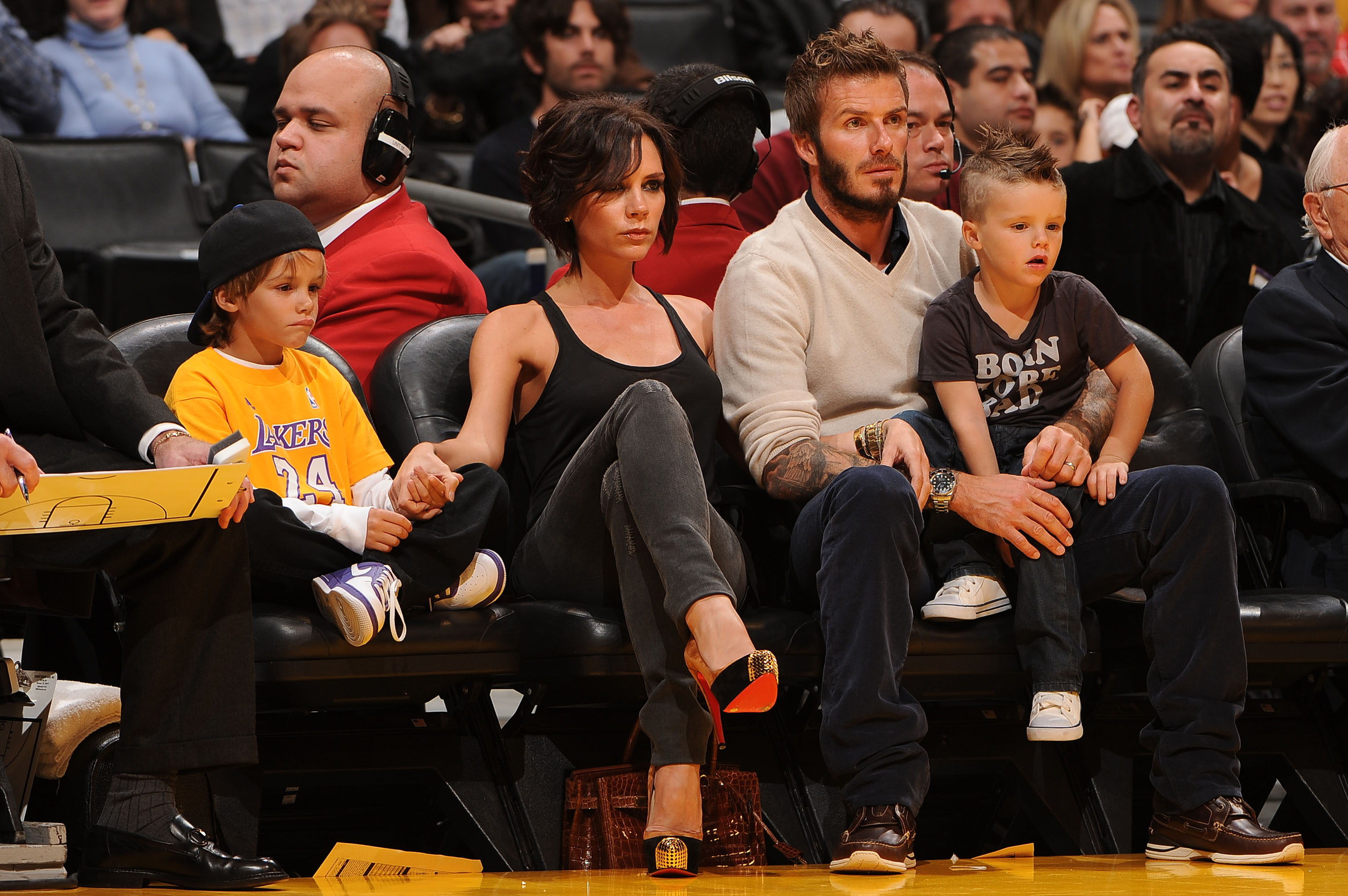 David and Victoria Beckham attend a game between the Dallas Mavericks and the Los Angeles Lakers with their children Romeo and Cruz at Staples Center on October 30, 2009 in Los Angeles, California | Source: Getty Images