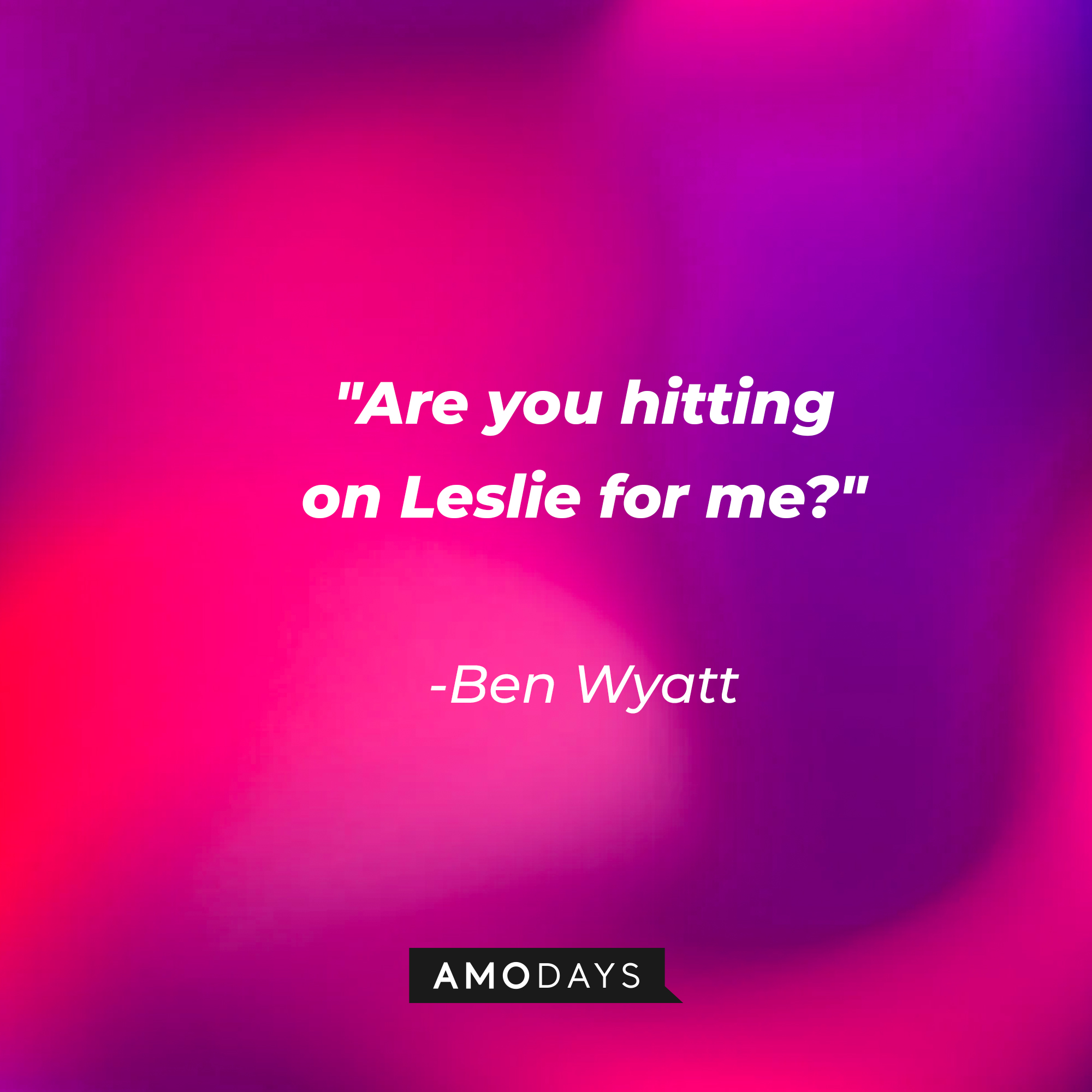 Ben Wyatt's quote: "Are you hitting on Leslie for me?" | Source: AmoDays