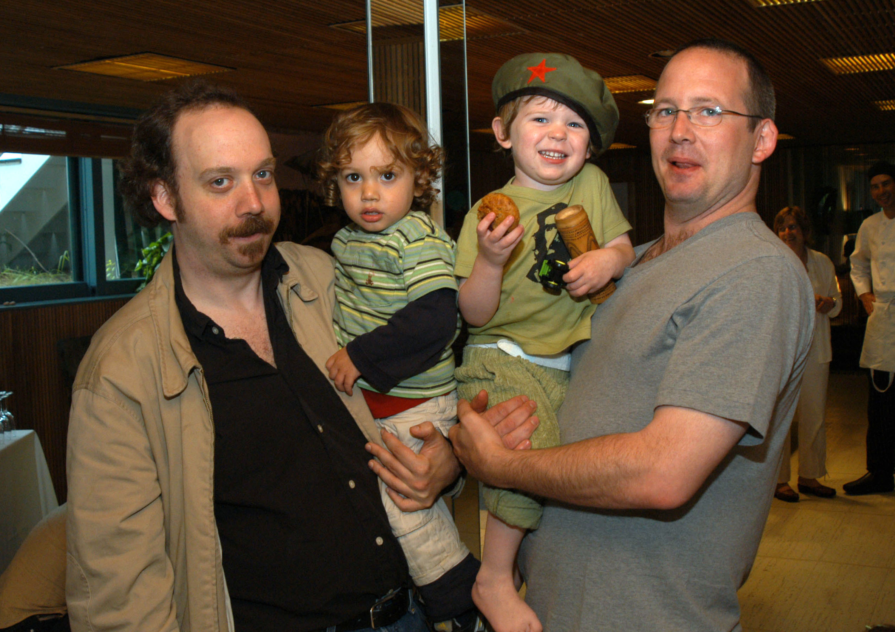 Paul Giamatti with his son Samuel Paul Giamatti and Ted Hope with his child Michael Hope attend the Nantucket Film Festival 8 - Farewell Brunch at The Johnson Estate in 2003 in Nantucket, Massachusetts.  | Source: Getty Images