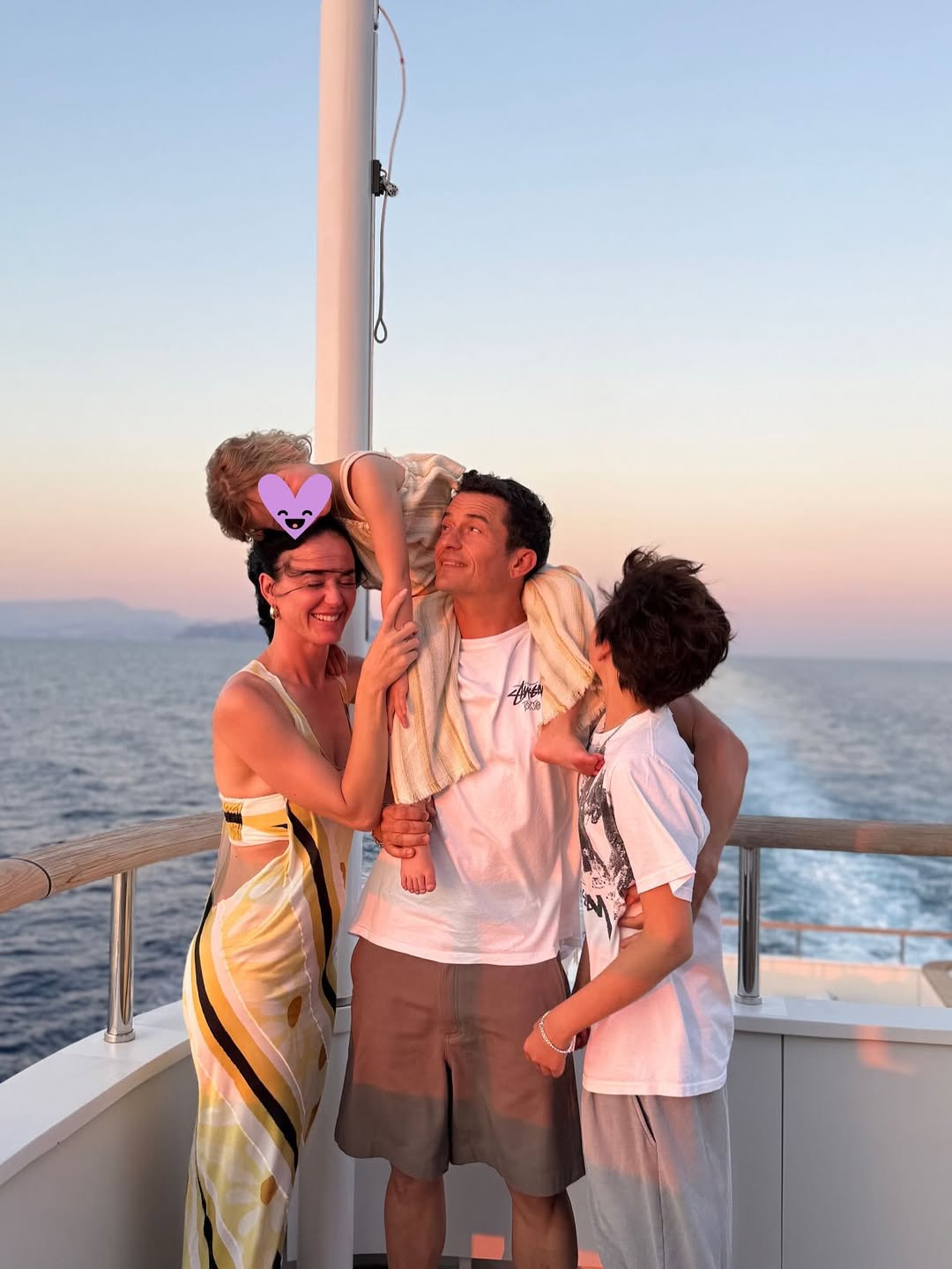 Katy Perry with Orlando, Daisy Dove, and Flynn Bloom, from a post dated July 9, 2025 | Source: Instagram/orlandobloom