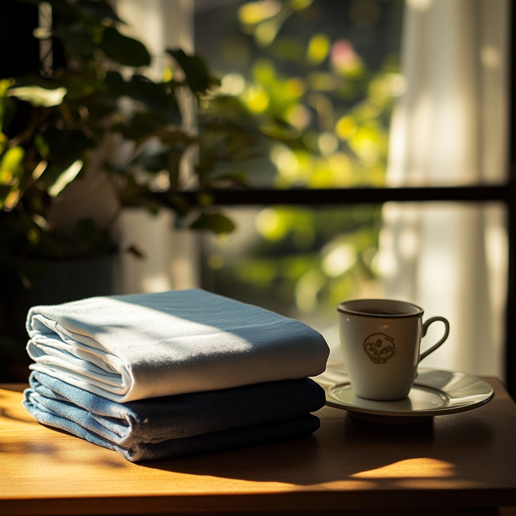 Neatly ironed clothes and a cup of coffee | Source: Midjourney