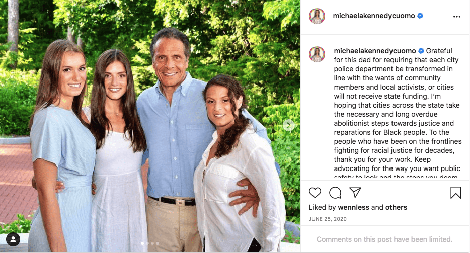A screenshot of Michaela Cuomo's post on her Instagram page | Photo: instagram.com/michaelakennedycuomo