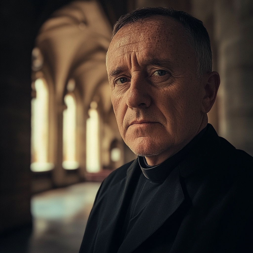 Priest Conducting Funeral Service For Wealthy Woman Leaned Over Her 