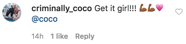 A fan commented on a photo of Coco Austin posing in front of a gym mirror in an outfit by "Cream Fit Women" | Source: Instagram.com/coco