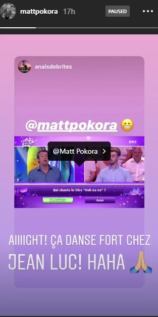 Source: Story Instagram de Matt Pokora