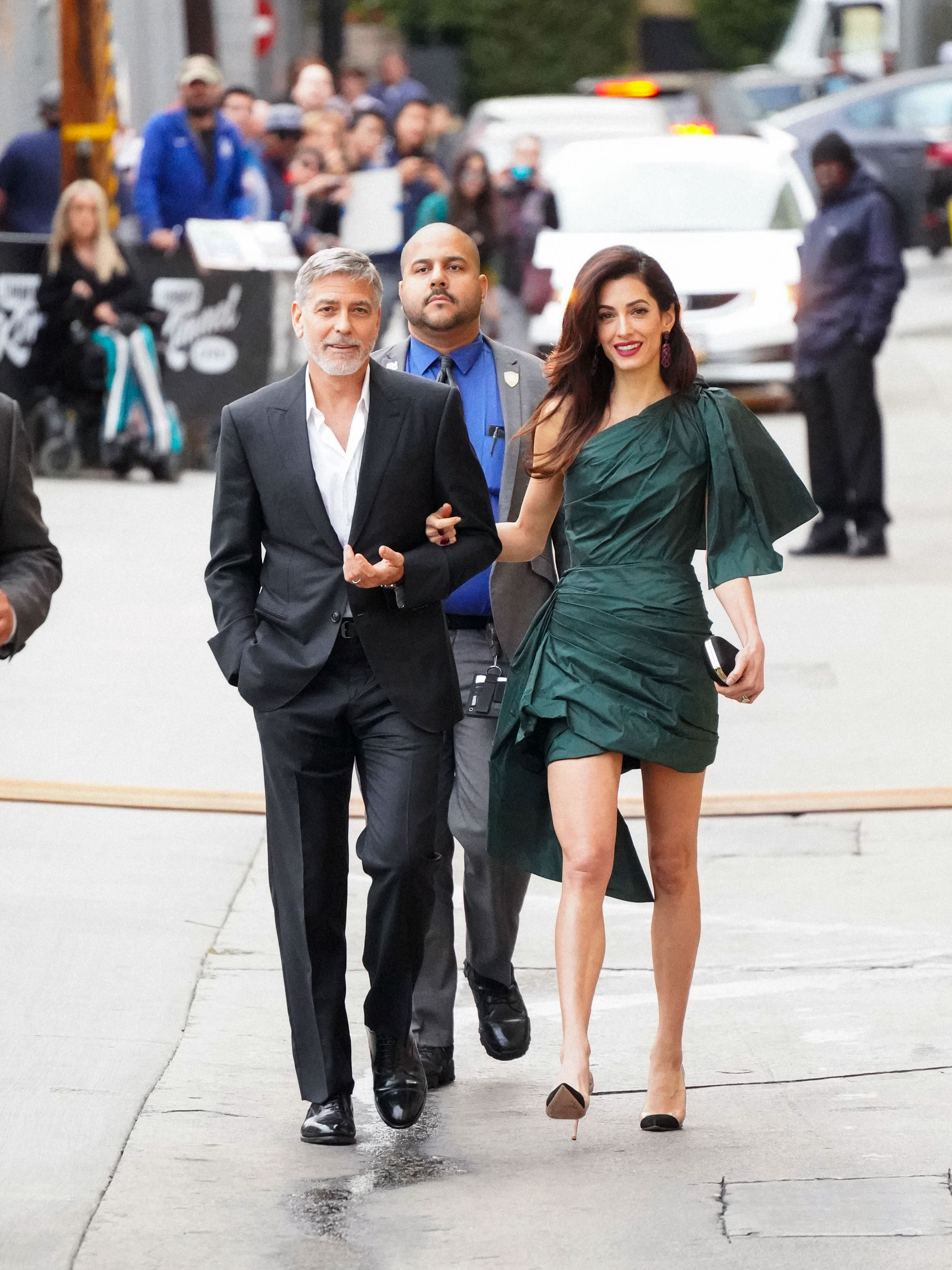 George Clooney and Amal Clooney pictured arriving at "Jimmy Kimmel Live" on May 7, 2019 in Los Angeles, California | Source: Getty Images